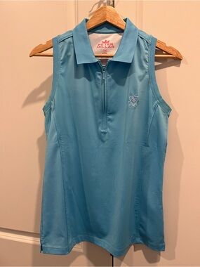 Peter Millar Aqua Sleeveless Performance Golf Polo with PCC logo